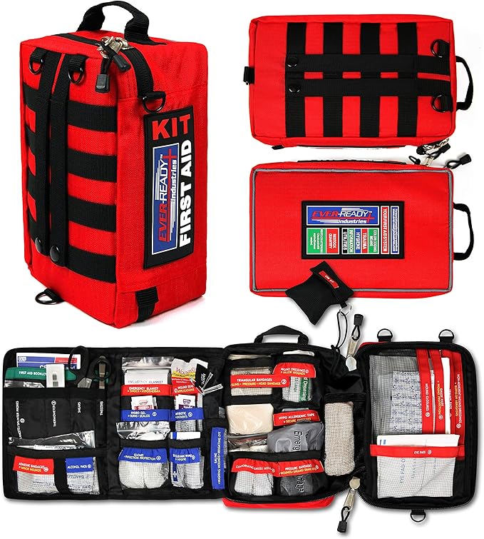 Ever-Ready Industries Outdoor Protection and Workplace First Aid Kit - Emergency Medical and Trauma Kit- Color Coded, Esse...