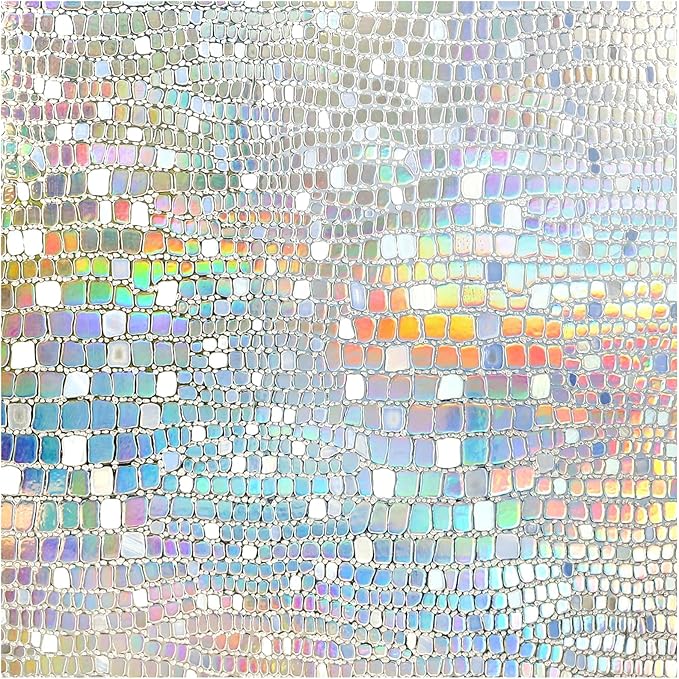 rabbitgoo Window Privacy Film Rainbow Window Film, Mosaic Decorative Stained Glass Cling, Removable Static Cling Tint UV Blocking, Non-Adhesive Privacy Covering, 17.5 x 78.7 inches