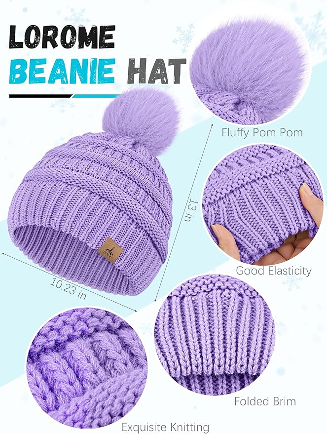 Winter Hat Scarf Gloves and Ear Warmer, Warm Knit Beanie Hat Touch Screen Gloves Set Winter Gifts Neck Scarves for Women