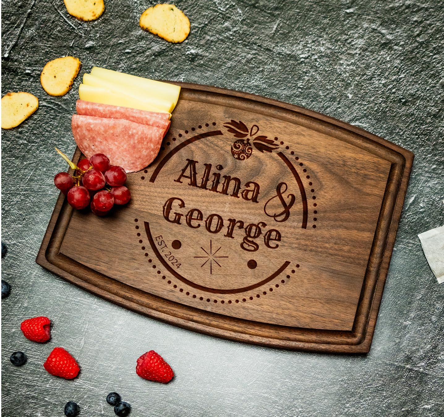 Silveroy Custom Wood Cutting Board Gift:Perfect Wedding & Anniversaries! Personalized Charcuterie Cheese Board for Couples, Friends, & Family. Ideal for Christmas, Bridal Shower, Housewarming