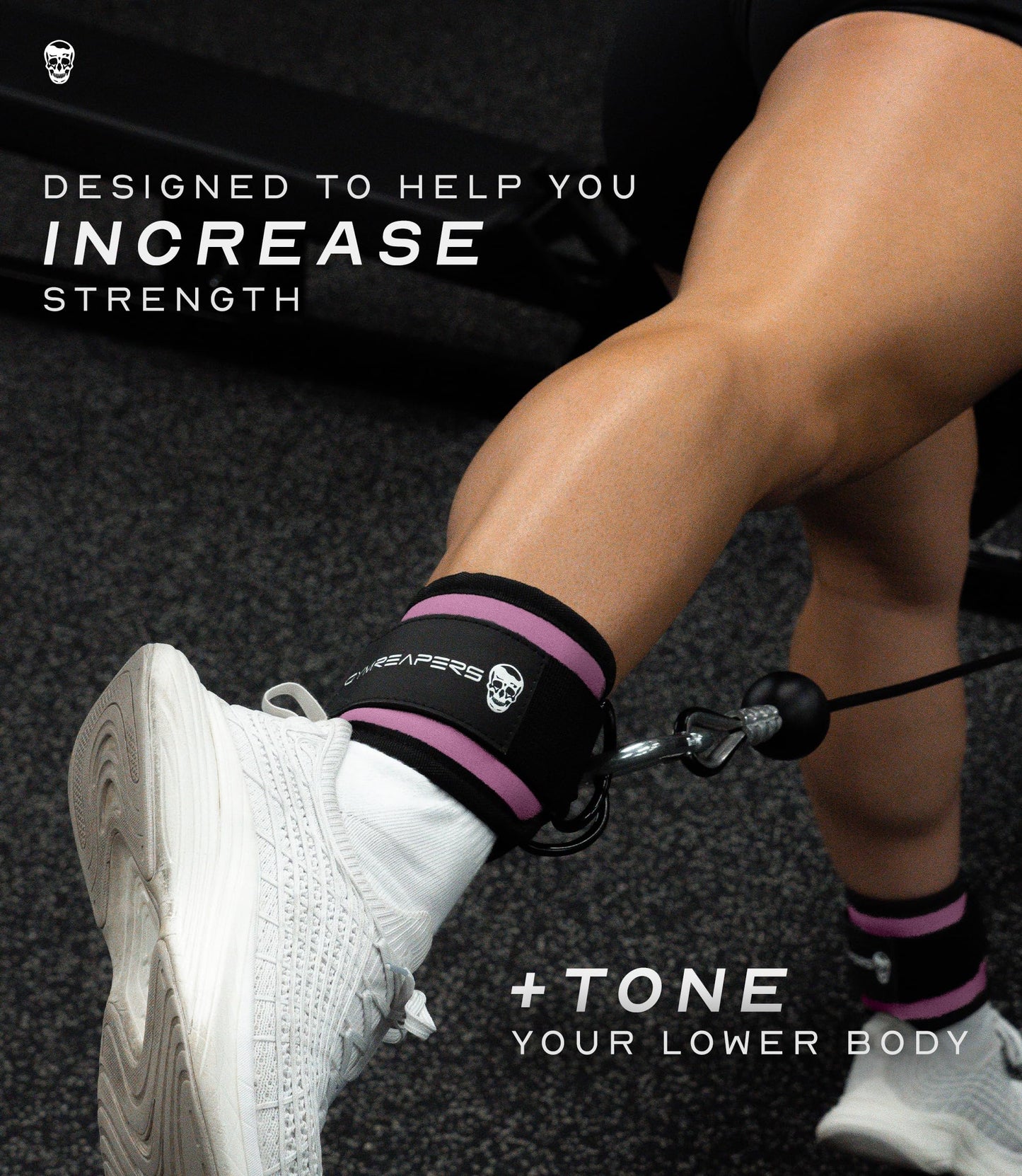 Gymreapers Ankle Strap (Single) For Cable Machine Kickbacks, Glute Workouts, Lower Body Exercises - Adjustable Leg Strap with Neoprene Padding (Pink, Single)