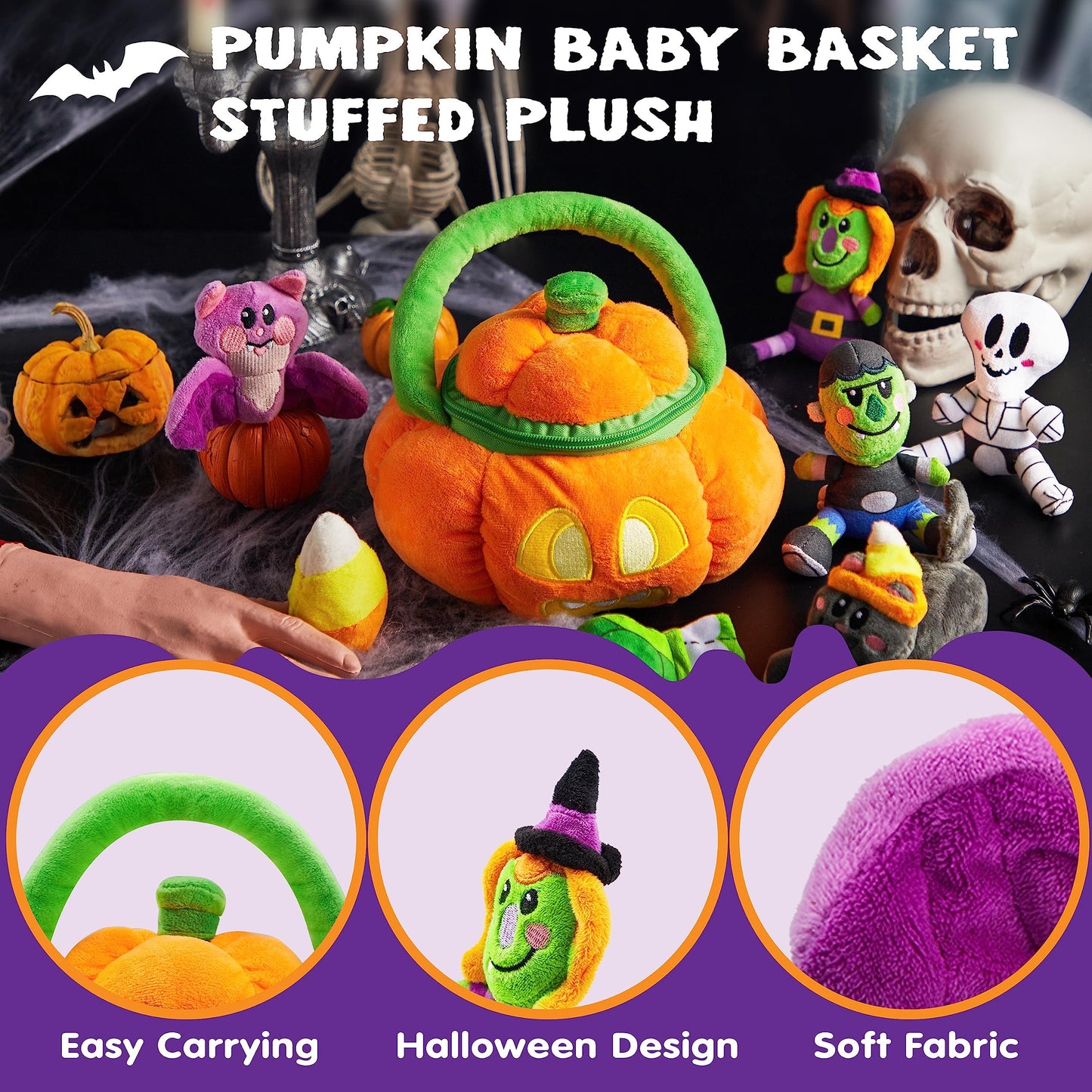 JOYIN Baby's Pumpkin Halloween Playset with 8 Fun Play Pieces, Plush Goodie Bags Stuffers Fillers for Kids, Halloween Party Favors Supplies Decoration, Prizes and Gifts for Infants Boys and Girls