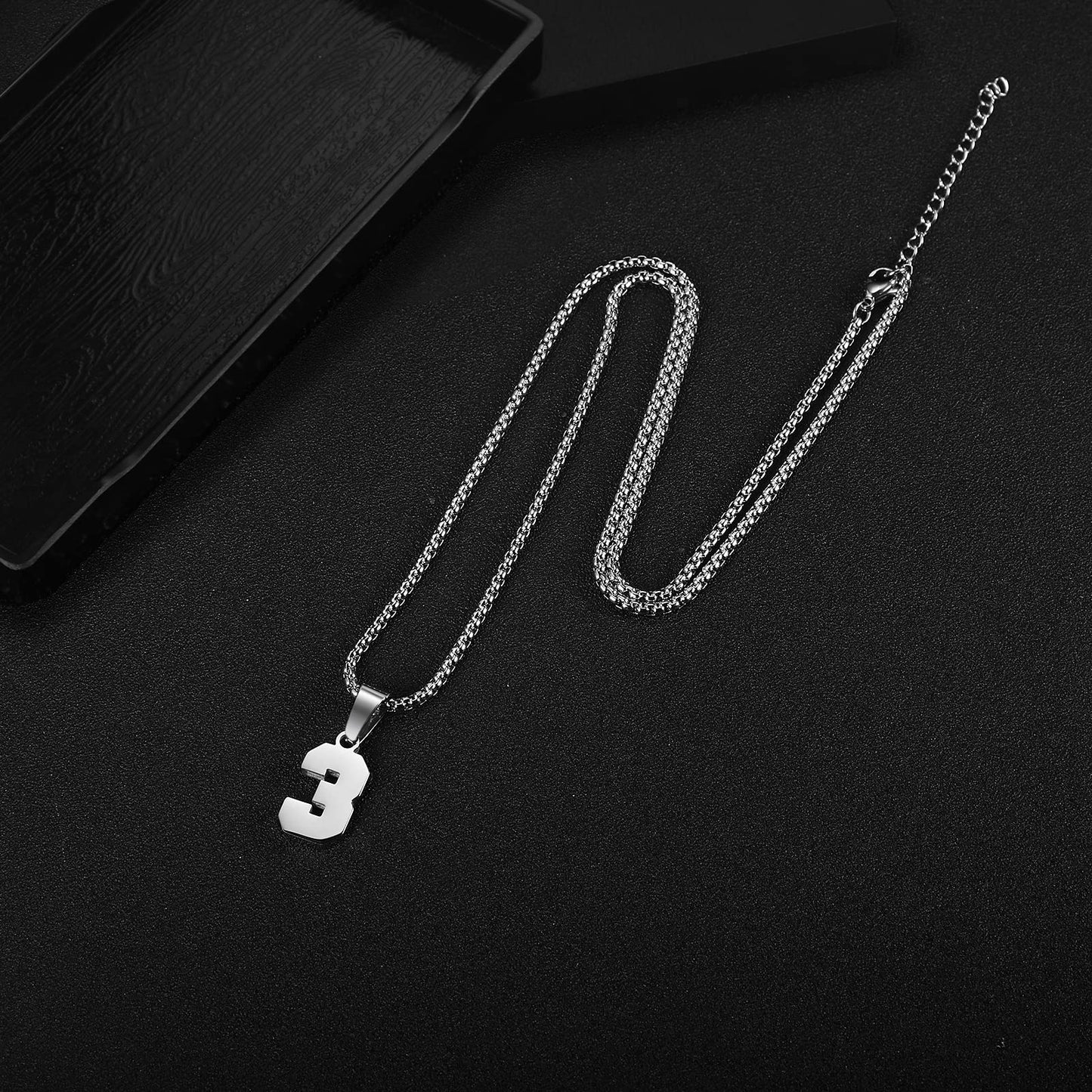 Number Necklaces Personalized Necklaces Silver Initial Number Pendant Stainless Steel Chain Movement Necklaces for Men Women (91