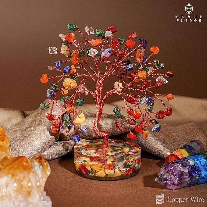 7 Chakra Tree Gifts for Women, Handmade Crystal Tree of Life for Positive Energy, Money, Good Luck, Reiki Healing, Christmas Home Decor, Office Desk Decor, Unique Birthday Gifts for Mom, Sister