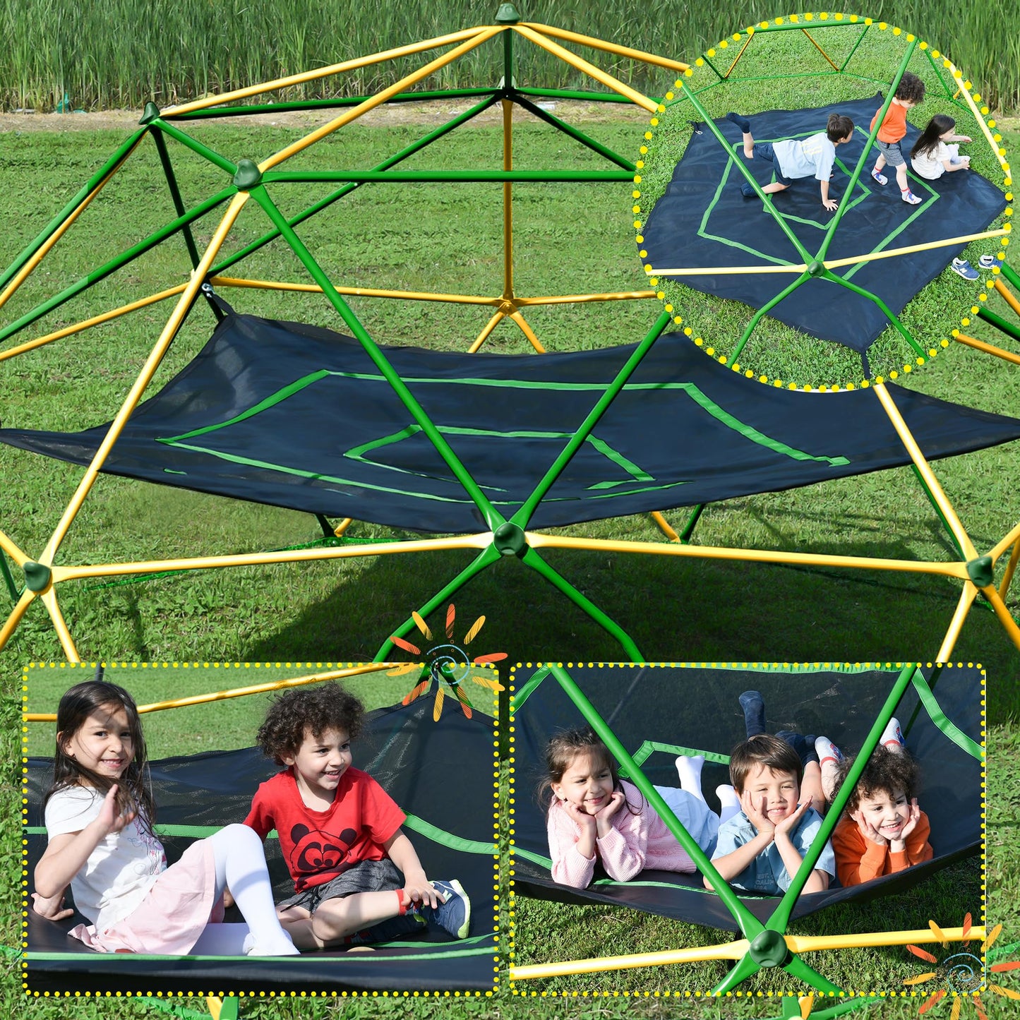 Virubi 12 FT Dome Climber, Outdoor Playground Climbing Dome Jungle Gym for Kids 3-10 Supporting 1000lbs, Easy Assembly Geometric Dome
