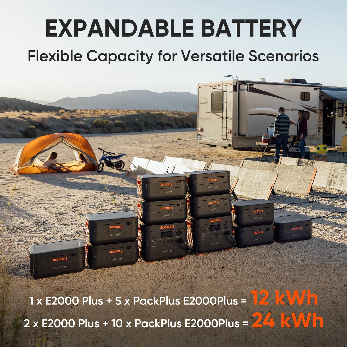Jackery Solar Generator 2000 Plus 500W, 2042Wh Lifepo4 Battery 3000W Output, Portable Power Station With 500W Solar Panel, Fast