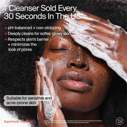 Youth To The People Supercharged Cleansing Duo - Bestselling Superfood Kale + Green Tea Face Wash (8oz) - Superfruit Papaya + Vitamin C Gentle Exfoliating Cleanser (5oz) - Vegan