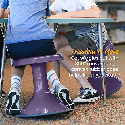 ECR4Kids ACE Active Core Engagement Wobble Stool, 15-Inch Seat Height, Flexible Seating, Eggplant