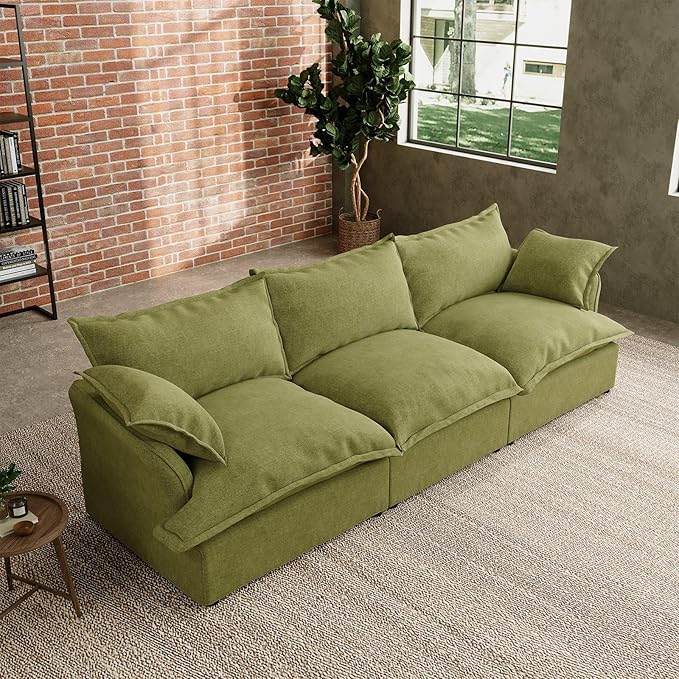 Intuition Decor 110.4" Cloud Sectional Couch,L Shaped Down Fill Modular Modern Sectional Sofa,Fluffy Couch with Removable & Washable Cushion Covers,Corner for Living Room,Olive Green