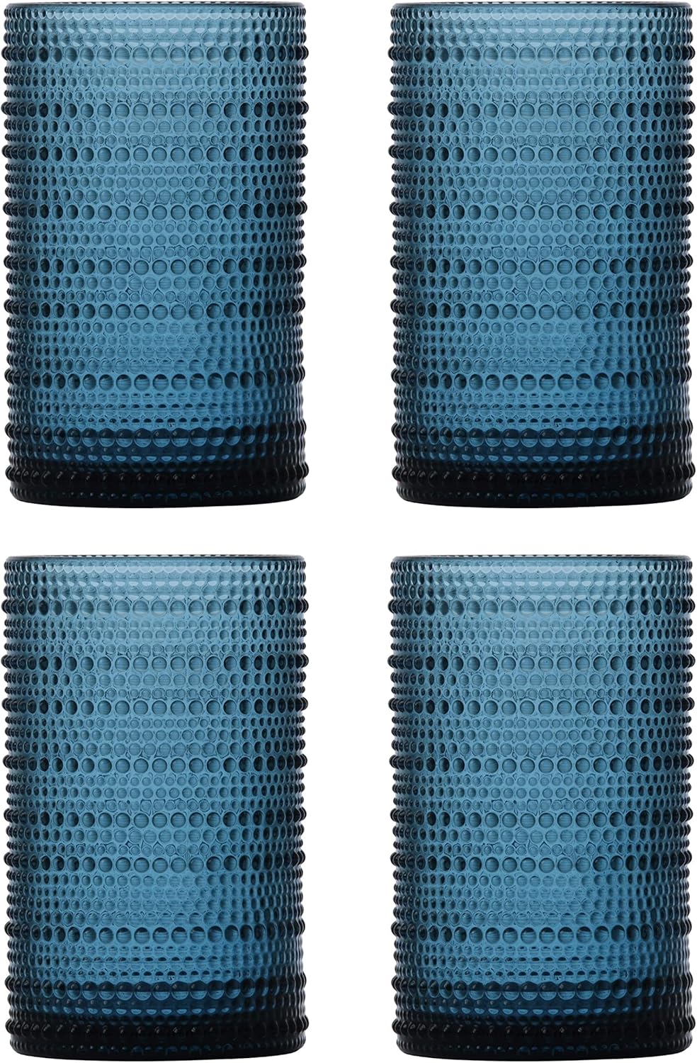 Fortessa Orbetto Outdoor Hobnail Plastic Drinkware Collection, Iced Beverage Cocktail Glass 4 Pack, 13 Ounce, Cornflower Blue