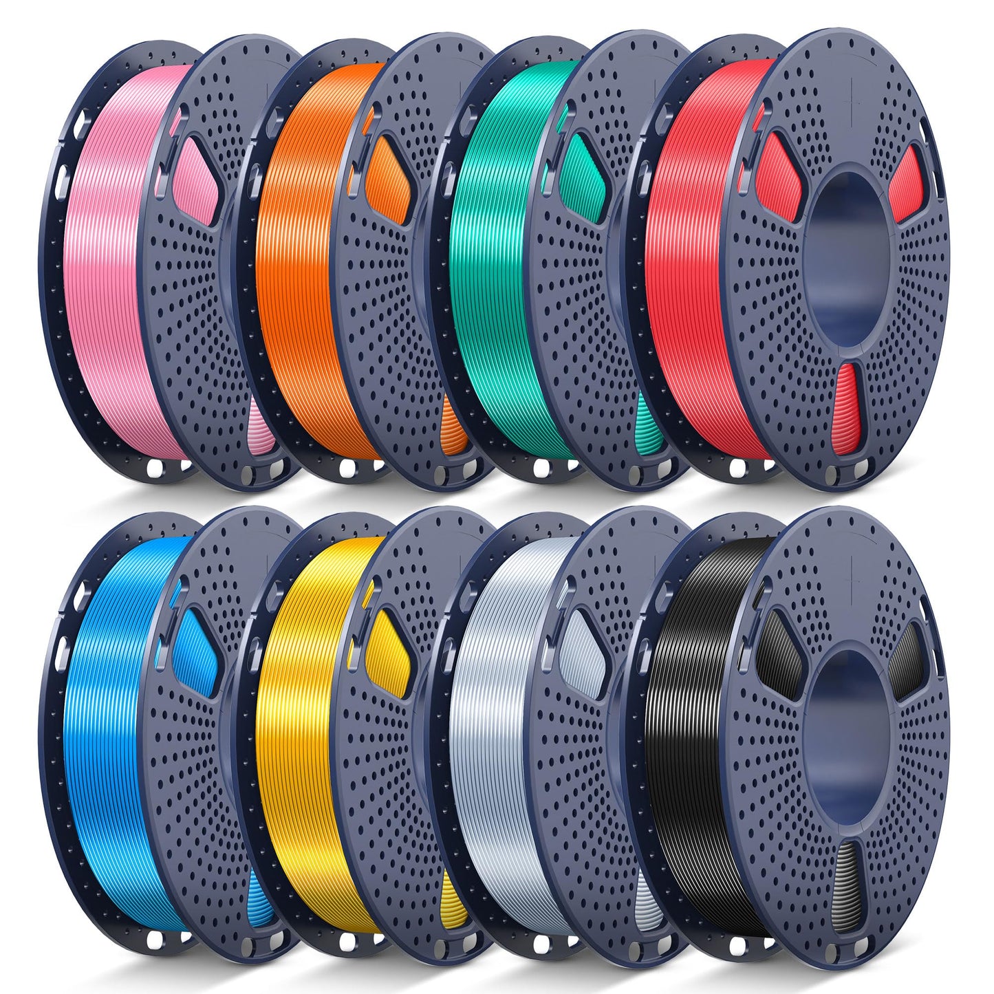 JAYO Silk PLA Filament Bundle 1.75mm, Silk 3D Printer Filament Bundle Multicolor, Individually Vacuum Packed, 8 Pack, Shiny Silk