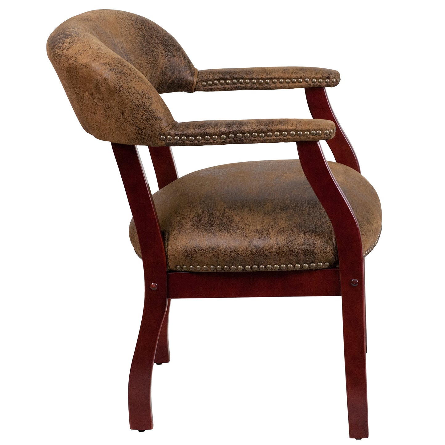 Flash Furniture Diamond Bomber Jacket Brown Luxurious Conference Chair with Accent Nail Trim
