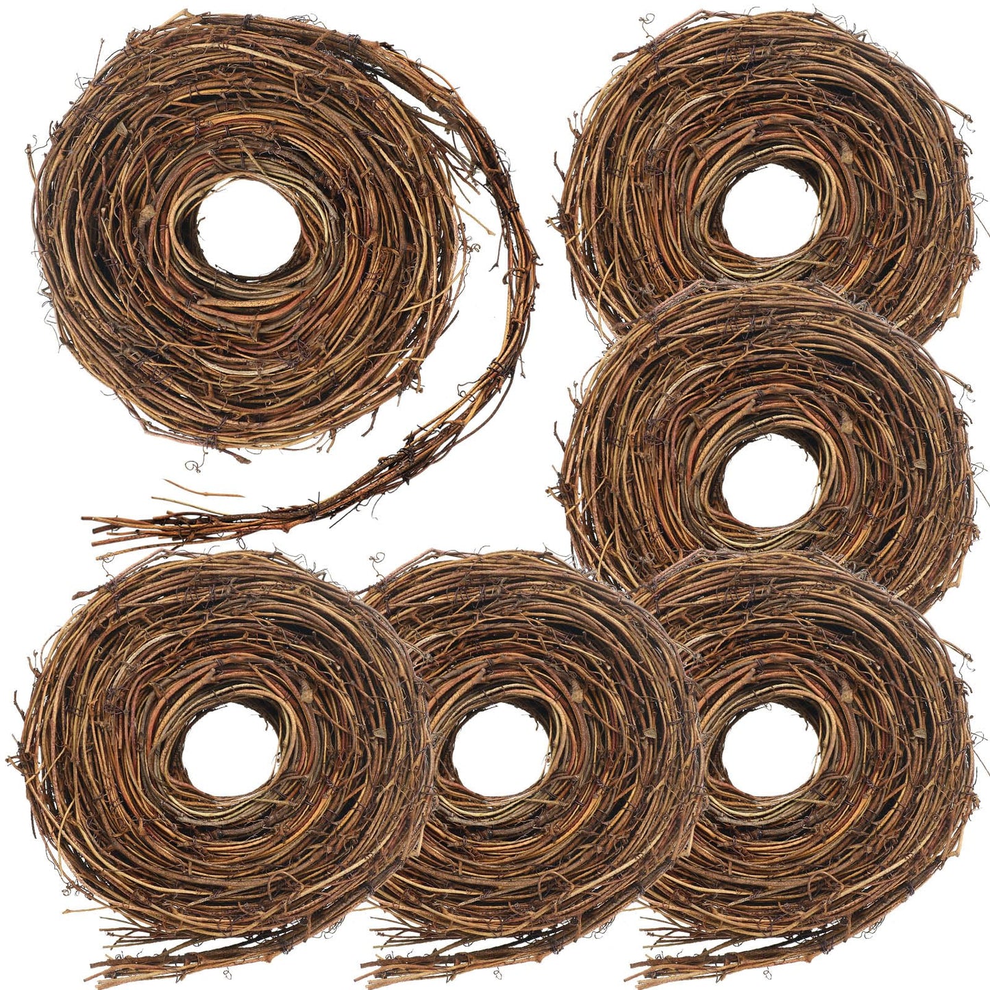 Janinka 6 Pcs Grapevine Garland Natural Grape Vine Wreath for Crafts DIY Twig Garland Rattan Hanging Vine Wreath for Wedding Christmas House Holiday Door Vase Wall Home Decor (90ft)