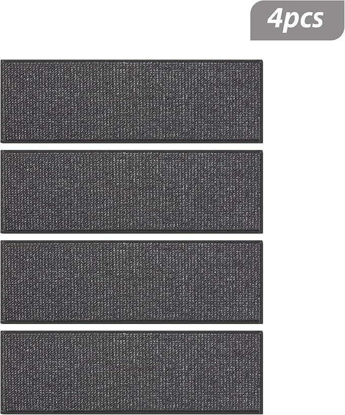BEQHAUSE Stair Treads for Wooden Steps 28inX9in, Carpet Stair Treads Non Slip Indoor, Machine Washable Stair Runners for Kids Elders and Pets, Carpet for Stair Rugs Mat, TPE Backing, 4pcs, Charcoal