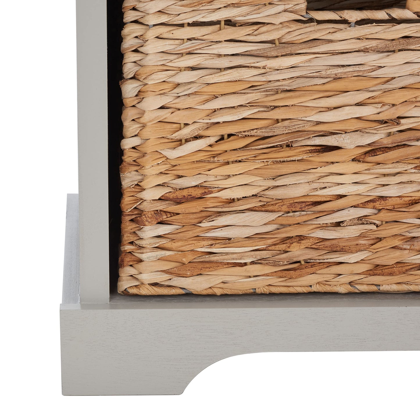 SAFAVIEH Home Collection Freddy Vintage Grey / Wicker Basket 2-Drawer Storage Bench with Cushion (Fully Assembled)