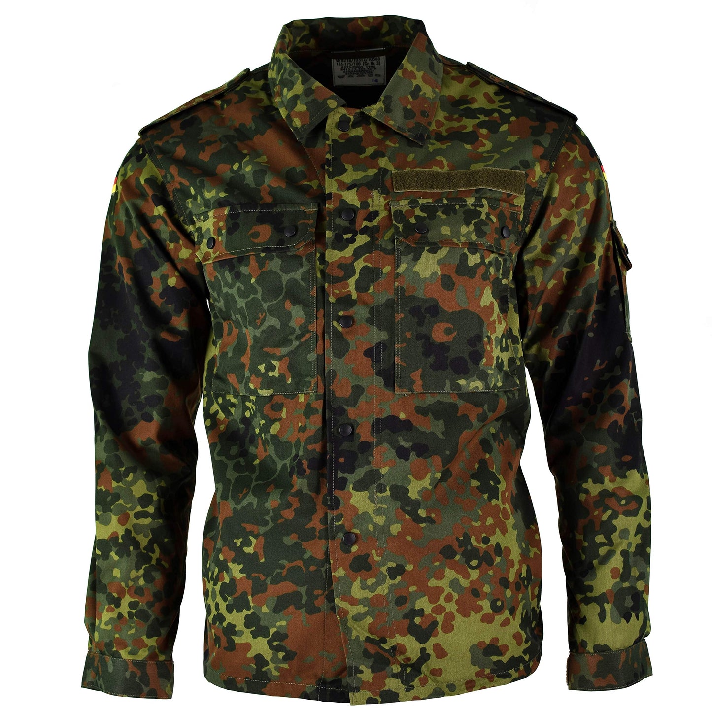Original GERMAN ARMY JACKET ZIPPED fleck-tarn camouflage tactical combat BW military issue field shirt (Large short)
