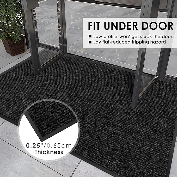 2′ x 22′ Front Door Mat Indoor Outdoor Entrance, Commercial Floor Mat Heavy Duty Dirt Trapper Entryway Doormat, Custom Size Non Slip Rubber Backing Welcome mat, Door Mat for High Traffic Area