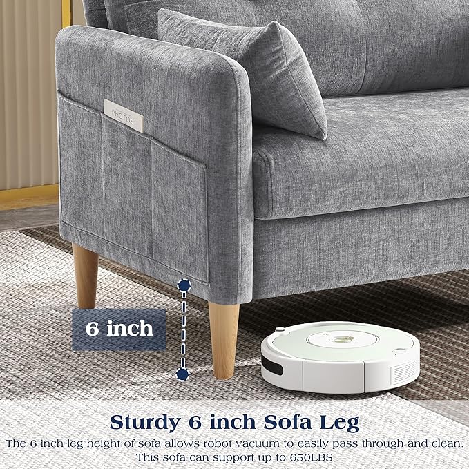 Hanherry Loveseat Sofa, 47” Small Couch for Living Room, Comfy Chenille Fabric Love Seat for Bedroom with Throw Pillow,Removable Cushion Cover,Couches for Small Space,Apartment,Dorm