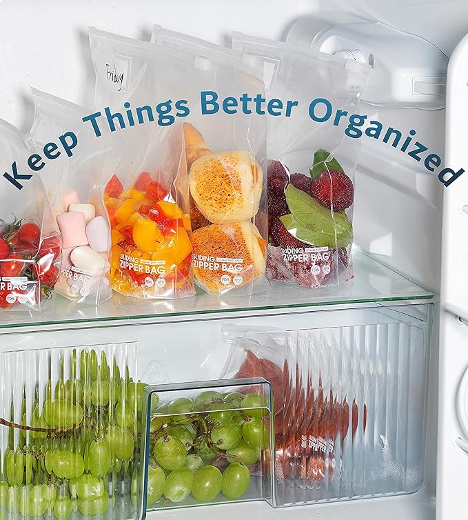 Gallon Slider Storage Bags- 100 Count, Featuring Expandable Bottom, Zero BPA, Microwave-Safe(4 boxes of 25)