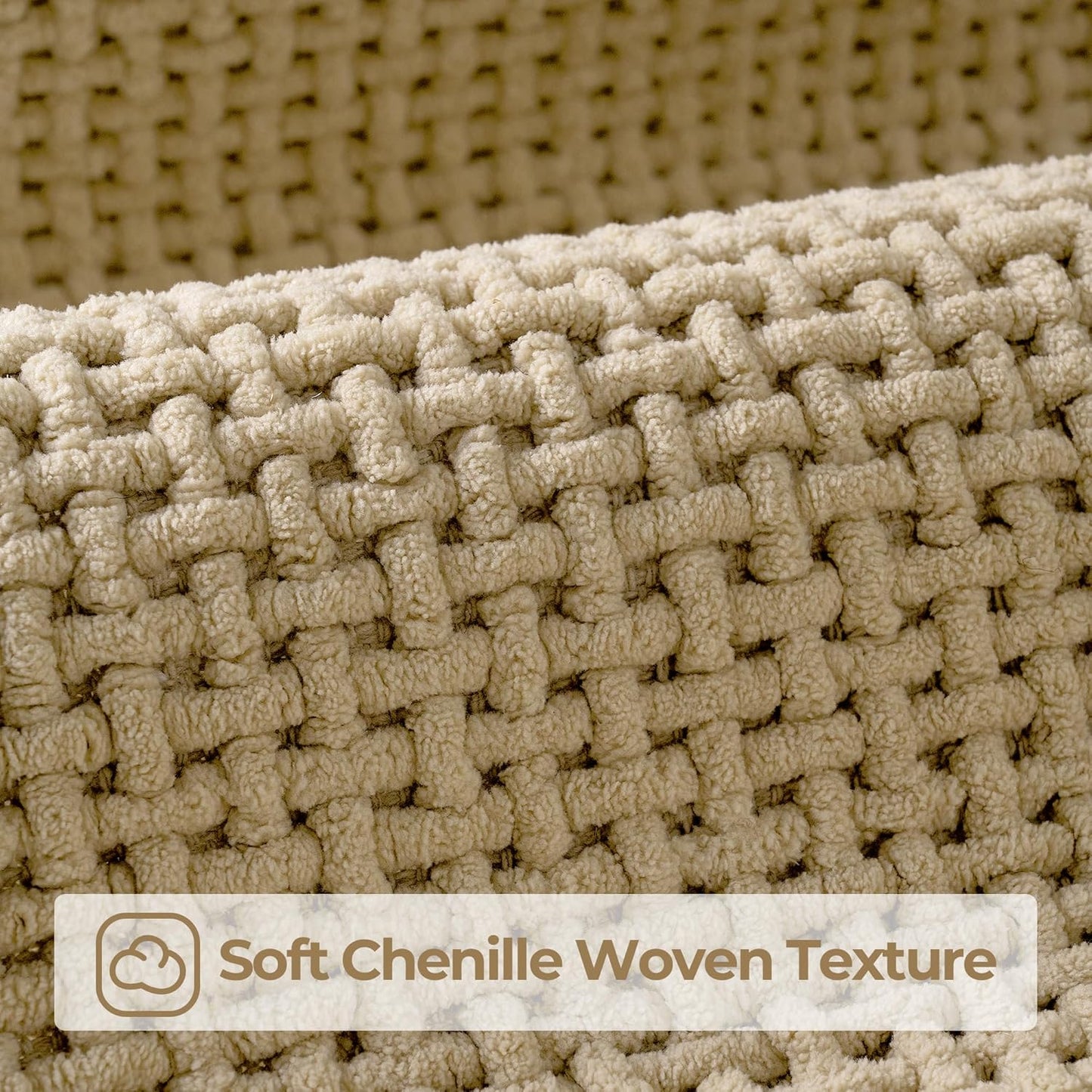 GRANNY SAYS Beige Bathroom Rugs Non Slip Washable, Absorbent Bath Mats for Bathroom, 32" x 20", Thin Chenille Bath Rug, Quick Dry Bath Mat, Soft Rug for Tub and Shower