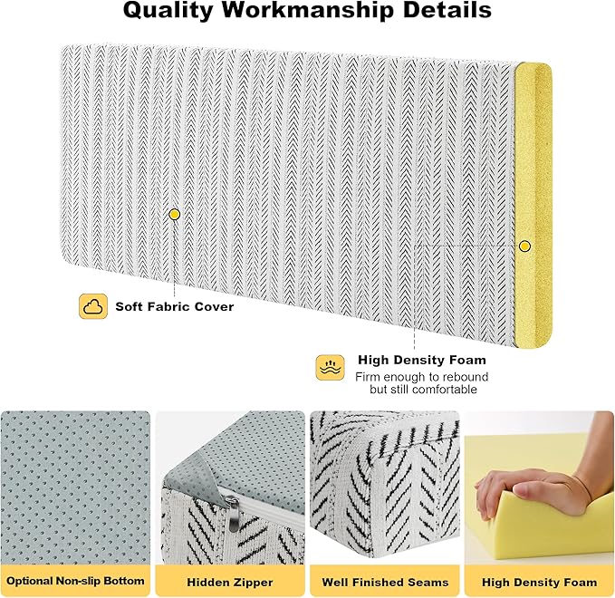 Custom Bay Window Sill Seat Cushion Weaving Texture Chenille Customized Bench Seating Foam Cushions Pad Set for Indoor Furniture, Mudroom Entryway, Dining Room Kitchen Breakfast Nook, Non Slip Bottom