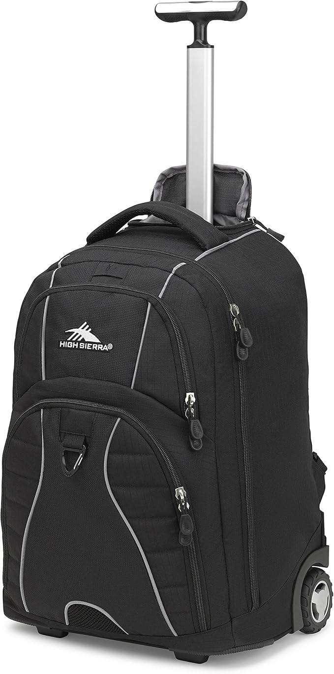 High Sierra Freewheel Wheeled Laptop Backpack, Black, 20.5 x 13.5 x 8-Inch