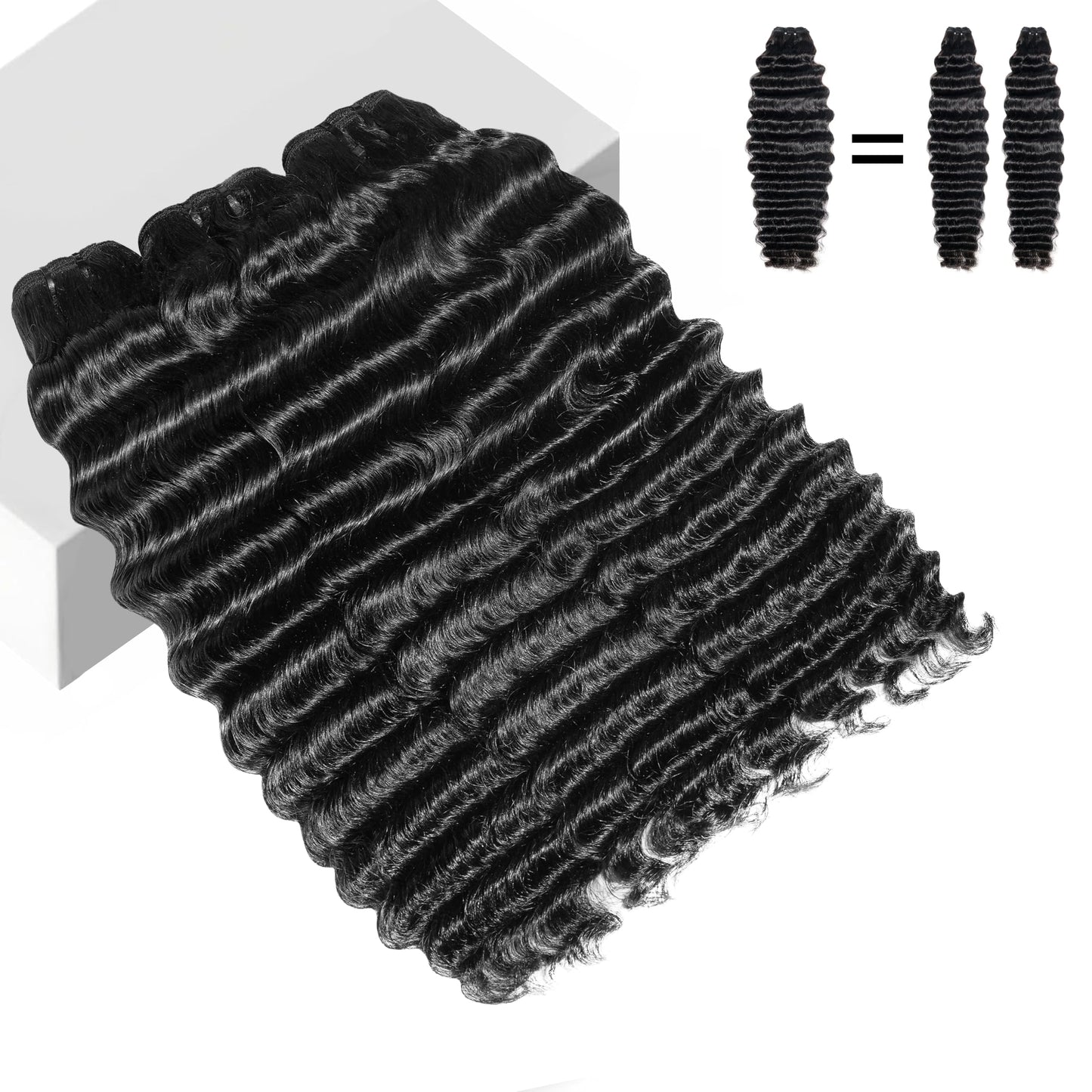 VipHonor 15A Raw Human Hair Bundles 18 20 22 Inch Deep Wave Bundles Human Hair, Indian Virgin 100% Human Hair Bundles Triple Lif