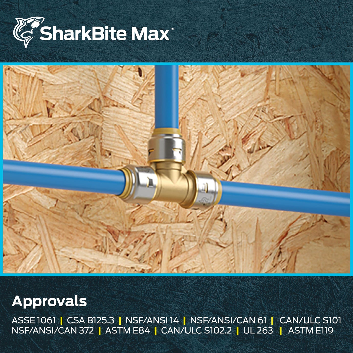 SharkBite Max 3/4 Inch Tee, Push to Connect Brass Plumbing Fitting, PEX Pipe, Copper, CPVC, PE-RT, HDPE, UR370A