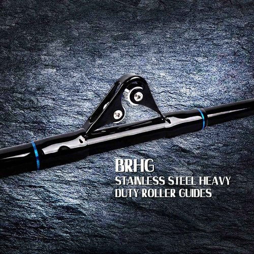 Fiblink Saltwater Fishing Rod 1 Piece Trolling Rod Deep Drop Sea Roller Rod Big Game Conventional Boat Heavy Duty Fishing Pole (5'6",120-200lbs)