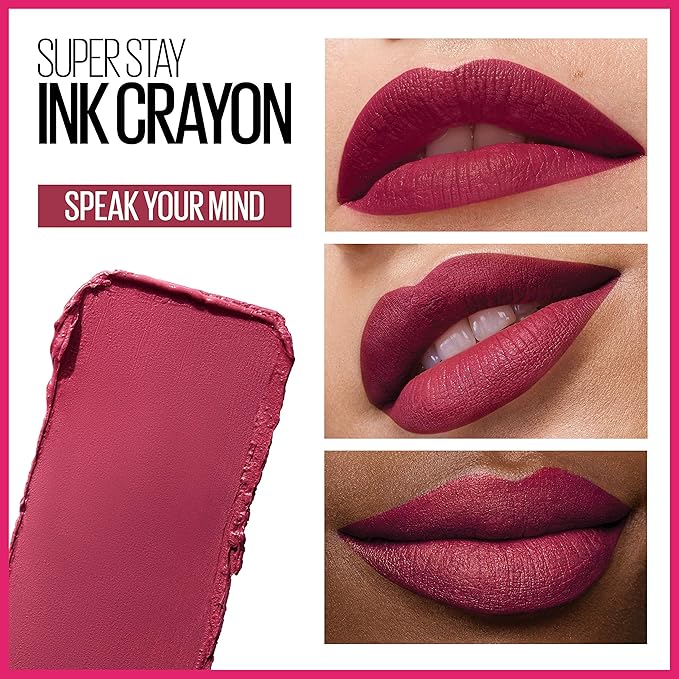 Maybelline SuperStay Ink Crayon Matte Longwear Lipstick With Built-in Sharpener, Speak Your Mind, 0.04 Ounce