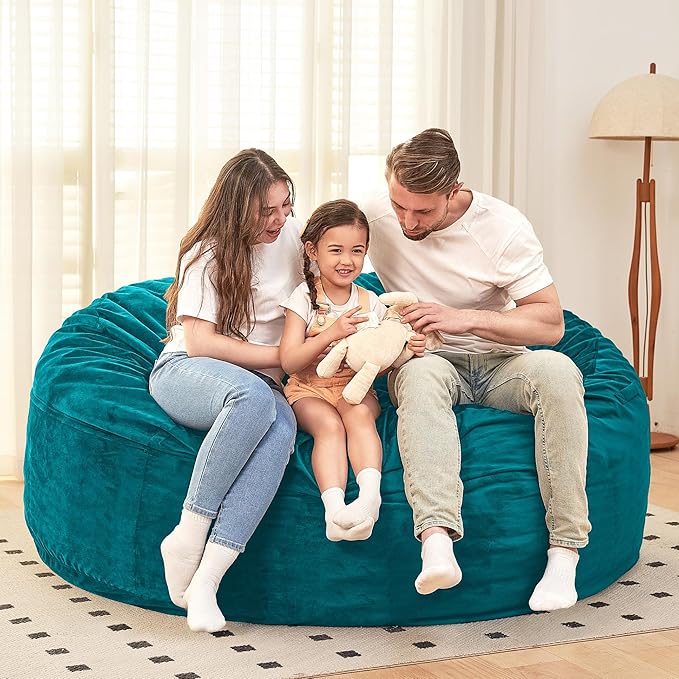 HABUTWAY Bean Bag Chair: Giant 6' Memory Foam Furniture Bean Bag Chair with Microfiber Cover - 6Ft,Sea Blue