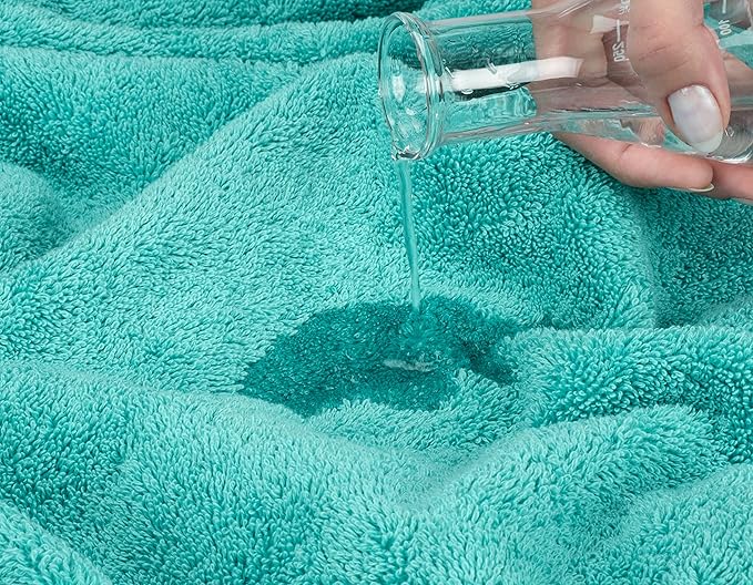American Soft Linen Luxury 6 Piece Towel Set, 2 Bath Towels 2 Hand Towel 2 Washcloths, 600 GSM 100% Cotton Turkish Towels for Bathroom, Turquoise Blue Towel Sets
