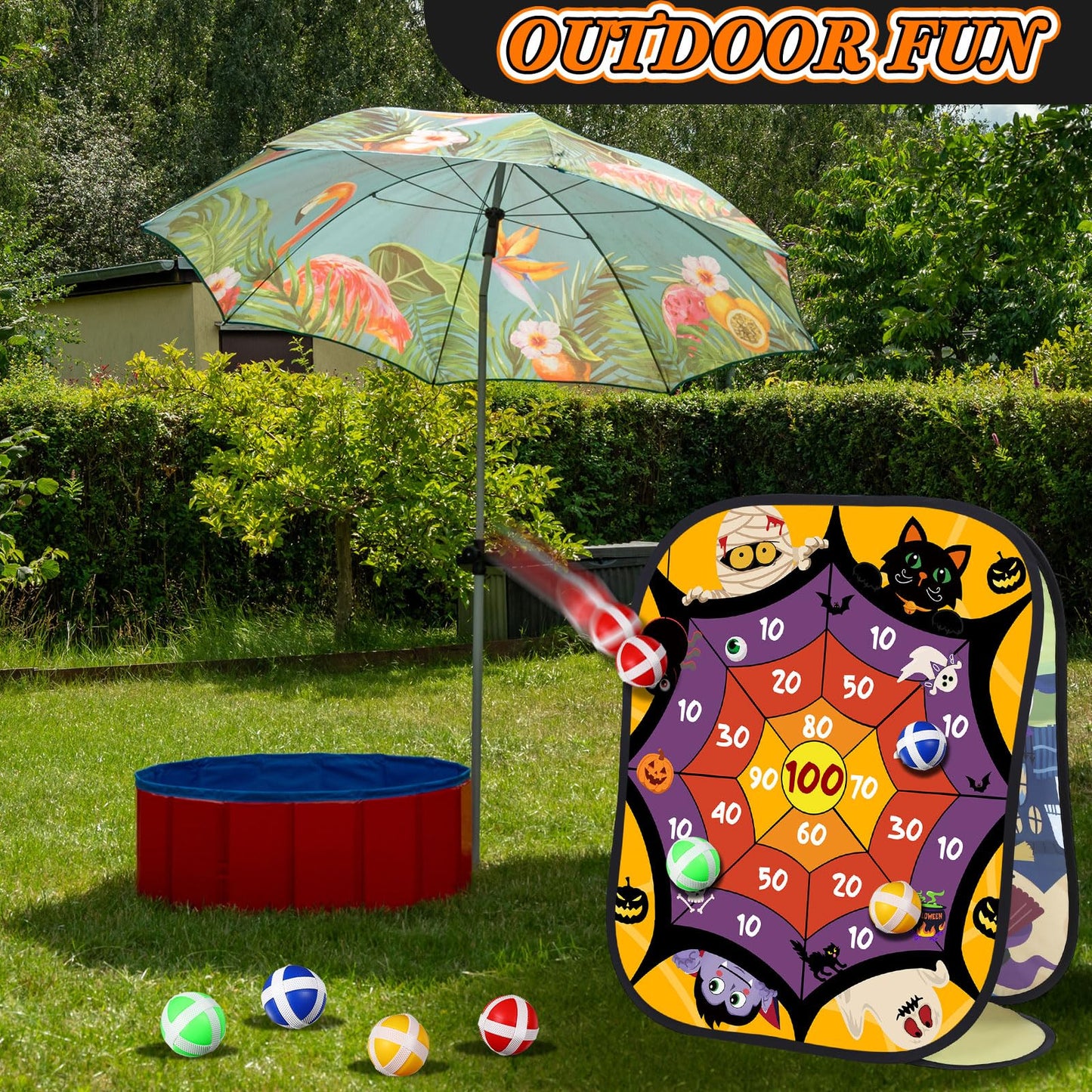 Blosssound Halloween Bean Bag Toss Games Set Double-Sided Foldable Dart Board with Sticky Balls Halloween Party Games for Family Party Outdoor Indoor Activities