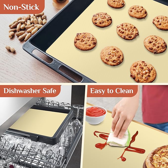 Silicone Baking Mat, 24 IN x 6 FT Free Cutting Baking Sheet,Non-Stick Reusable Dough & Pastry Mat,Non-Slip Silicone Mat Roll for Air Fryer Liner,Freeze Dryer,Oven Baking Pan,Kitchen Counter