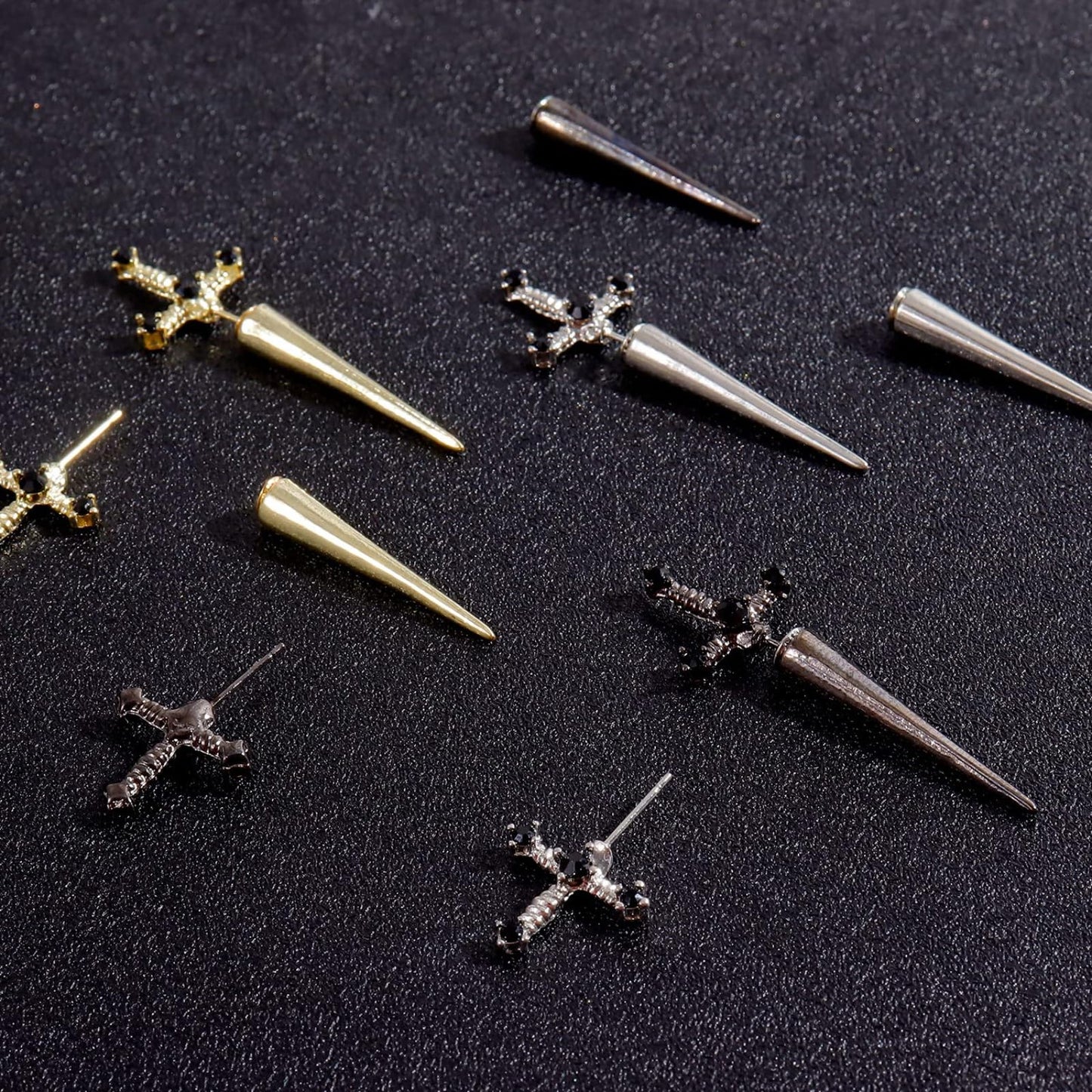 Gothic Jewelry Sword Earrings for Women Crystal Dagger Earrings Punk Style Sword Dangle Earring Halloween Costumes Accessories
