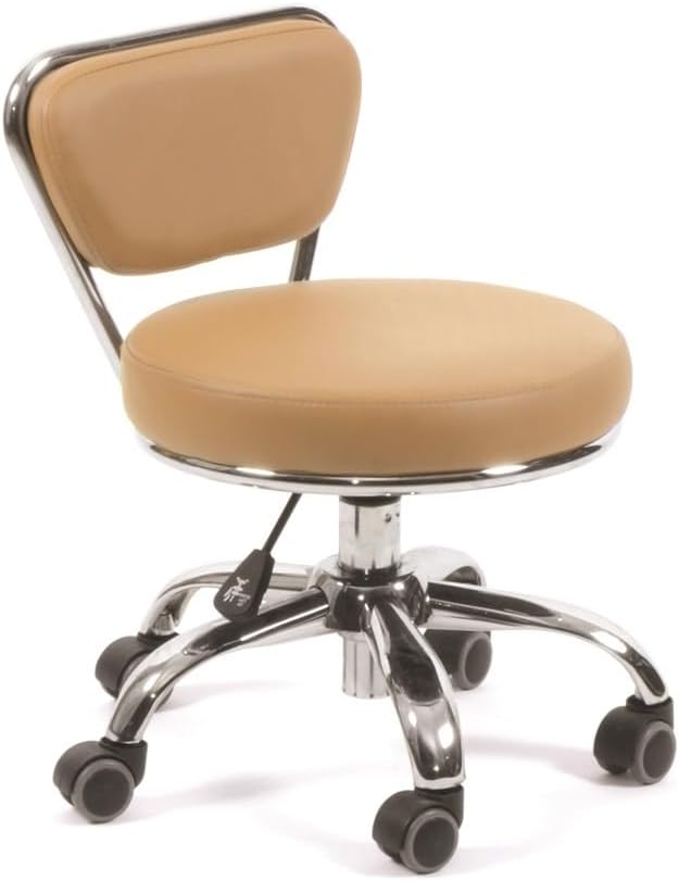 Dayton Home Office/Garden Rolling Seat (Cashmere) Pneumatic, Short Stool with Adjustable Height 13"-15", Perfect for Home Office, Gardening, Garage Mechanic, School and Lab