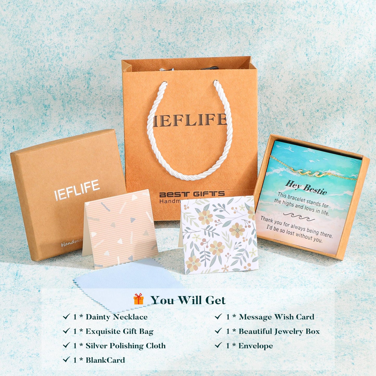IEFLIFE Birthday Gifts for Women - Birthday Gifts for Best Friend Women Her, Happy Birthday Gift for Mom Daughter Sister Friend, Wave Bracelet Jewelry Gift for Her
