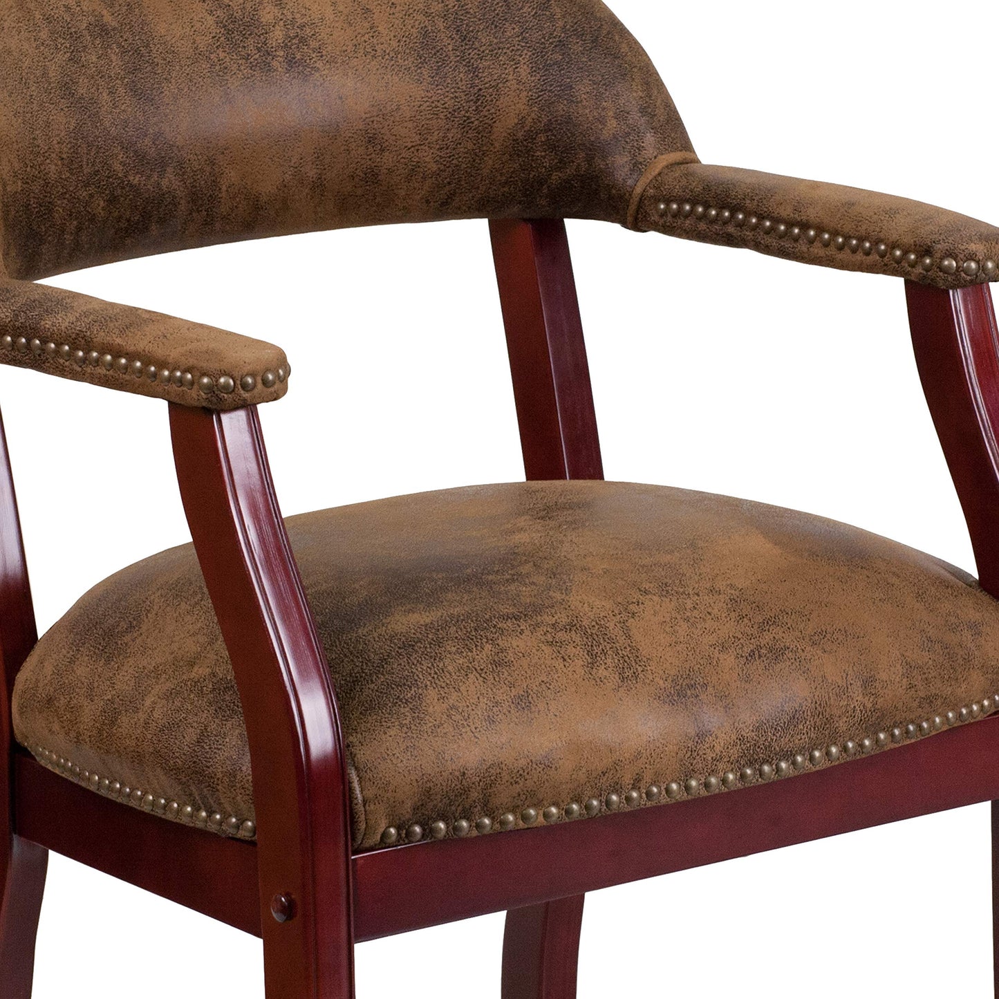 Flash Furniture Diamond Bomber Jacket Brown Luxurious Conference Chair with Accent Nail Trim