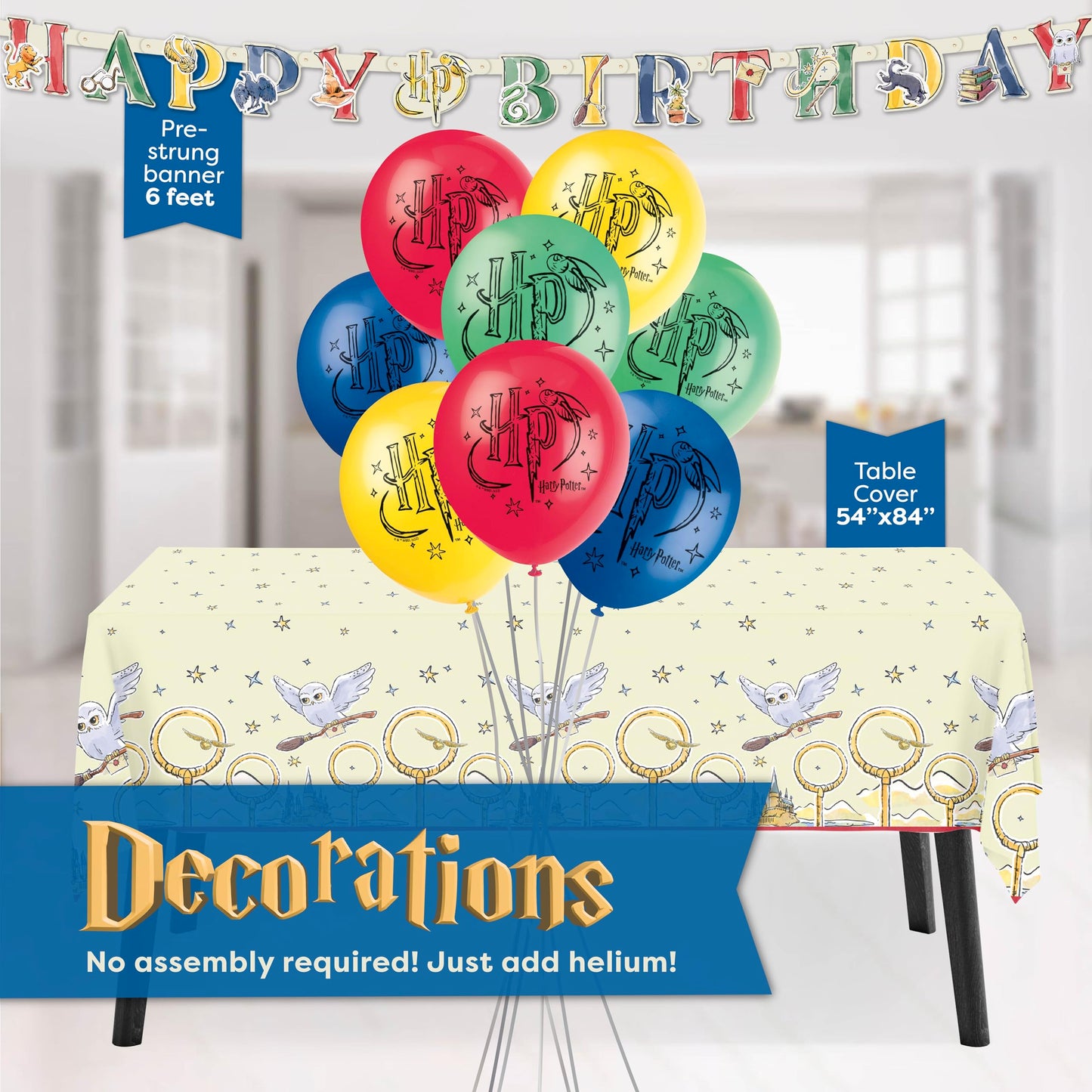 Harry Potter Birthday Decorations | Officially Licensed | Serves 16 | Harry Potter Party Decorations with Balloons, Tablecloth, Banner, Plates, Napkins, Sticker