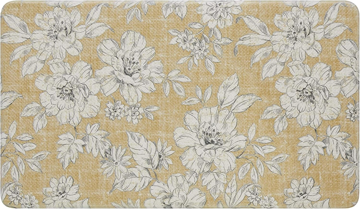 Laura Ashley – Anti-Fatigue Kitchen Mat | Iris Floral Design | Stain, Water & Fade Resistant | Cooking & Standing Relief | Non-Slip Backing | Measures 17.5” x 32”| Tawny Yellow Iris
