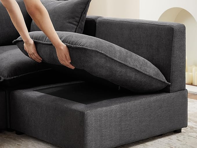 VANOMi Modular Sectional Sofa, 6 Seater Sleeper Sectional Sofa Modular Sectional Couch for Living Room, Sofa Bed-M