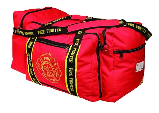 OccuNomix OK-3000 Large Gear Bag, “Firefighter” Woven In Reflective Trim Along Bag Straps, Maltese Cross Logo, 3 Compartme...