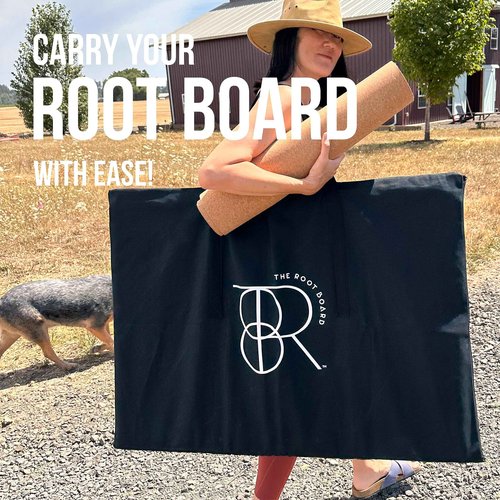 THE ROOT BOARD Root Bag Tote Strapped Companion Tote, Portable Bamboo Yoga Board for Practicing Yoga on Carpet and Other Surfaces, Strap Bag Tote Carries to Parks, Beach, Wilderness