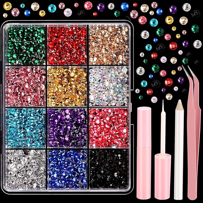 YGDZ Face Rhinestones Kit, Face Eye Gems for Makeup, Face Jewels Set with Face Makeup Glue, Nail Gems, Rhinestones for Bod...