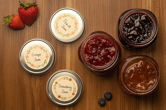 MONEST Waterproof & Oil Resistant Stickers for Jars & Lids | Pantry Labels | Mason Jar & Bottle Labels (Pink Flower)