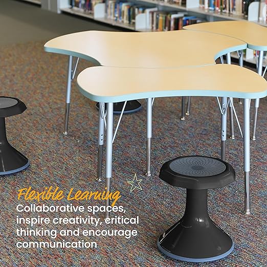 ECR4Kids ACE Active Core Engagement Wobble Stool, 15-Inch Seat Height, Flexible Seating, Black