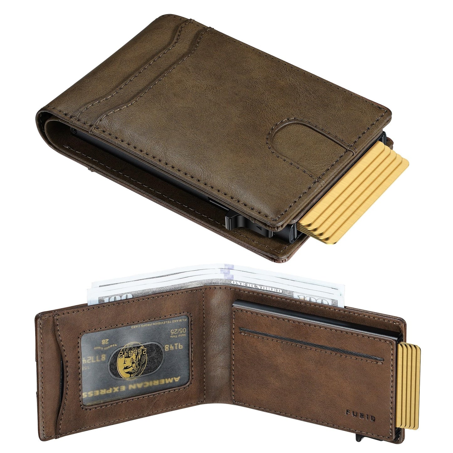 furid Card Wallet For Men Slim: Smart Rfid Minimalist Front Pocket Pop Up Wallet with ID Window - Gifts for Husband Father at Birthday Anniversary
