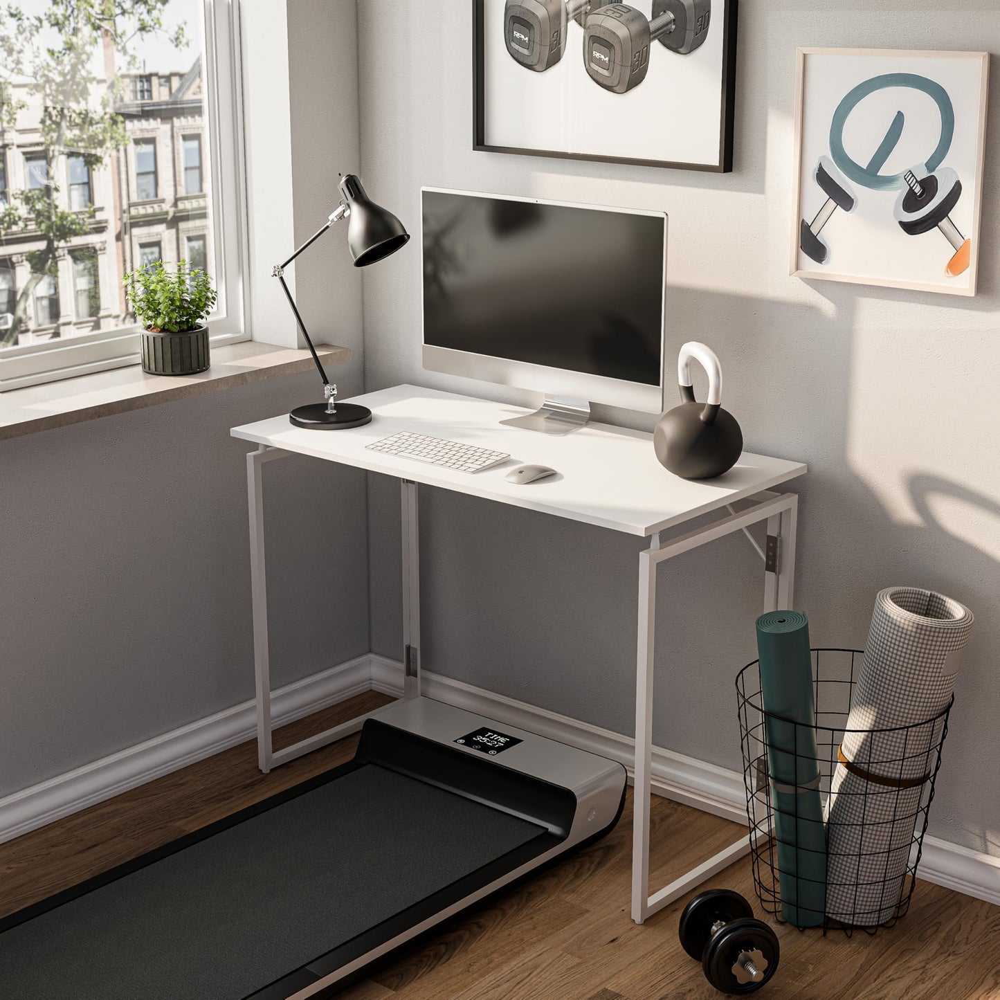 alawooder Folding Desk 30 Inch - Small Foldable Desk for Small Space Minimalist, Space Saving Collapsible Compact Desk Portable Table for Craft, Writing, Study and Work (No Assembly Required)