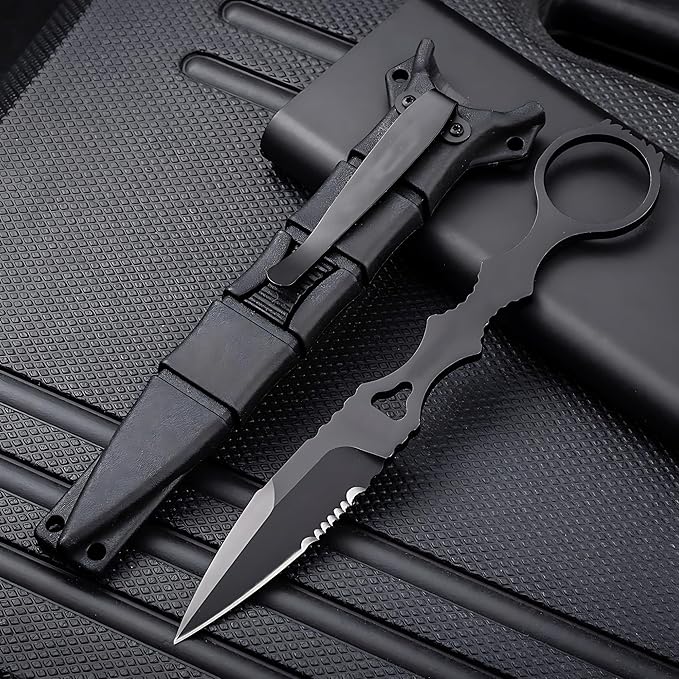 PAVCEING Portable Knife 6.7 Inch 440C Fixed Blade Outdoor Camping Tactics Straight Knife With Kydex Sheath The Knife Comes...