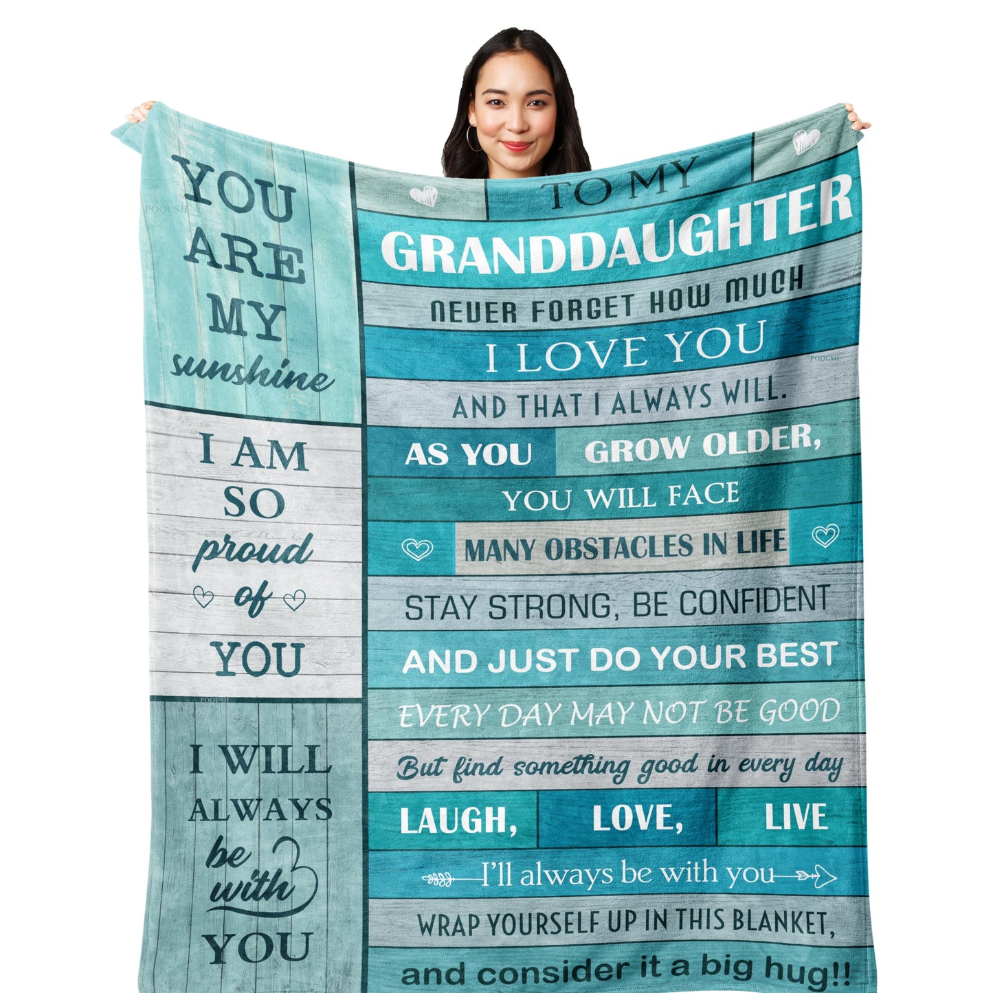 POQUSH Granddaughter Gifts from Grandma/Grandpa,Gifts for Granddaughter Christmas Birthday Graduation Wedding Valentine, Granddaughters Blanket 60x50in